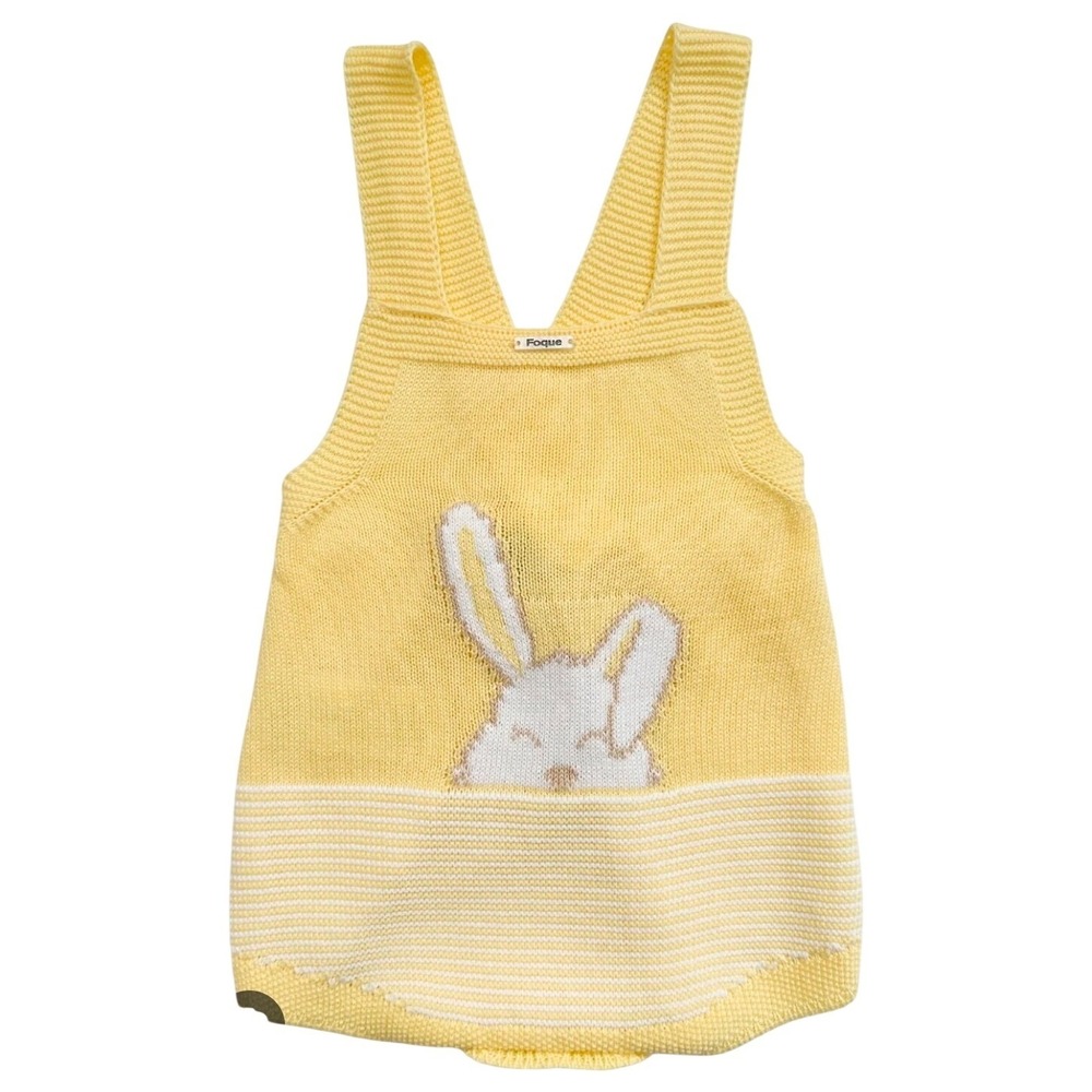 Foque Baby‎ Yellow Knit Bunny Romper 100% Cotton Made in Spain 6M